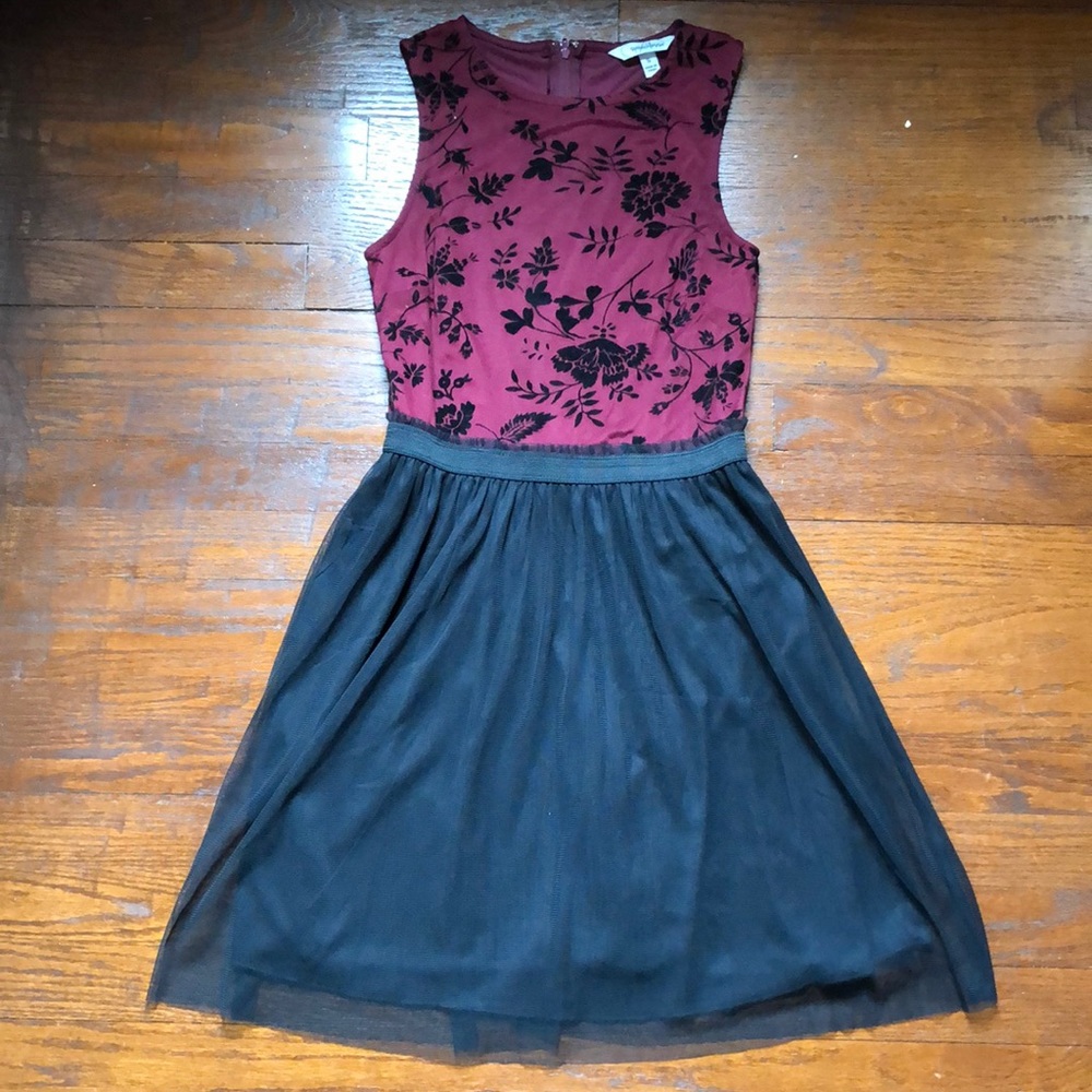 a burgundy red and black dress. worn once